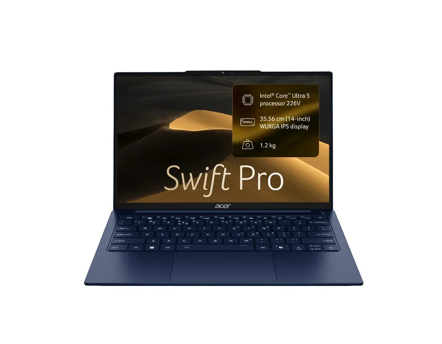 Acer Swift Pro, Intel Core Ultra 5 processor 226V, Windows 11 Home + MS Office, 16 GB, RAM, 512 GB SSD, 14.0" (35.56 cm) display, Dark Blue, SFP14-56, 1.2 kg Thin and Light Laptop