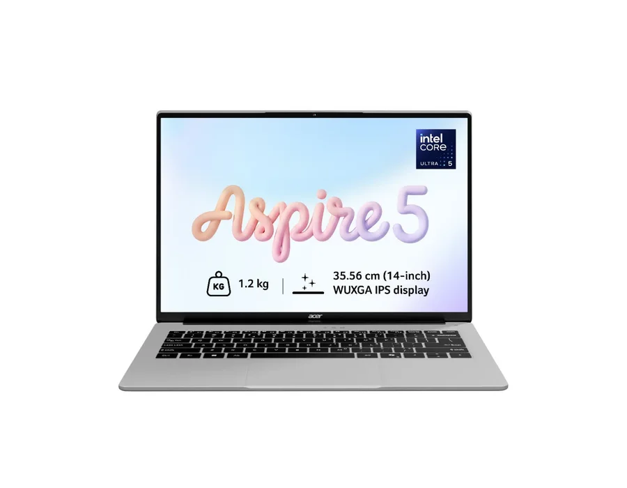 Acer Aspire 5, Intel Core Ultra 5 226V Processors, Windows 11 Home + MS Office, 16 GB RAM, 512 GB SSD, 14" (35.56 cm) display, Pure Silver, A514-55, 1.2 kg Thin and Light Laptop