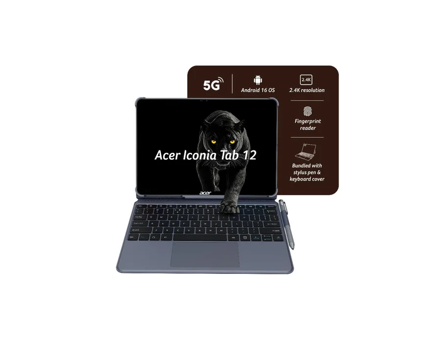 Acer Iconia Tab 12 5G, 30.98 cm(12.2”) 90 Hz IPS Display (2.4K) 450 nits, 8GB RAM + 256GB storage, 13MP Rear + 8MP Front Camera, Fingerprint Reader, Wi-Fi + 5G LTE(C – ZT.T01SI.03D