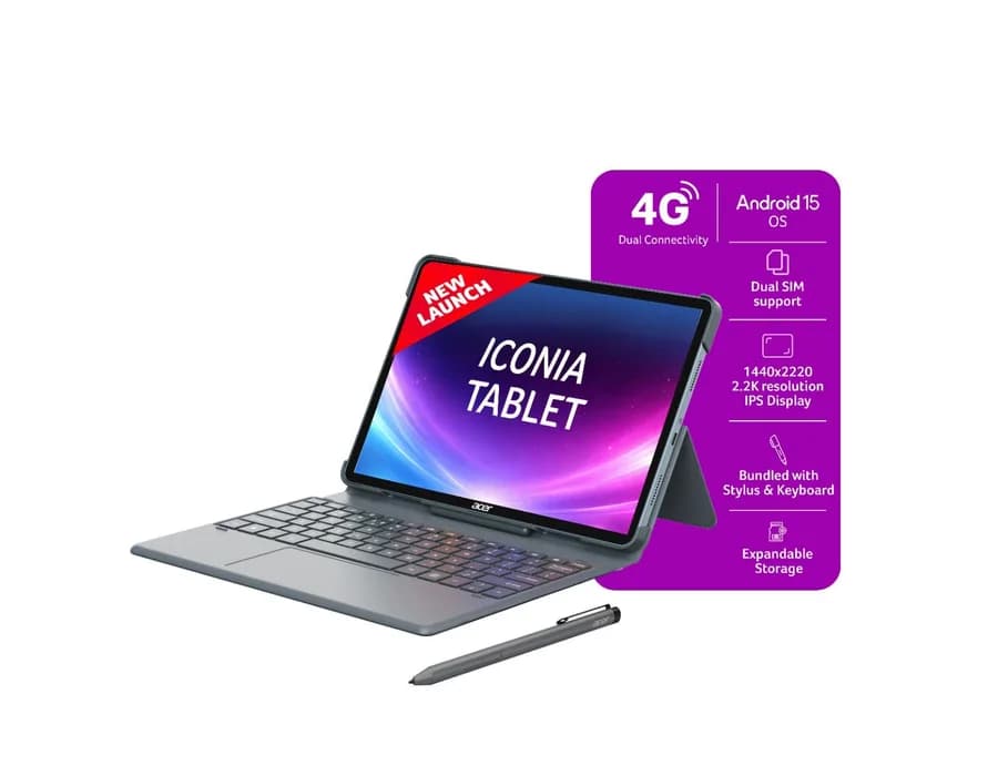 Acer ICONIA Tab iM11-12M, 29.08 cm(11.45”) 90 Hz IPS Display (2.2K) 450 nits, 8GB RAM + 128GB storage, 16MP Rear + 8MP Front Camera, Fingerprint Reader, Wi-Fi + 4G L – ZT.T01SI.03P