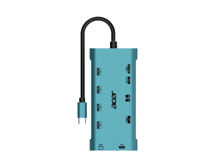 Acer MultiLink 11-in-1 USB-C Hub, 4K HDMI, VGA, 100 Mbps Ethernet, 100W PD Charging, USB 3.0 5Gbps, SD/TF Card Reader, 3.5mm Audio, Plug & Play Docking Station for Laptop & Compatible USB-C Devices