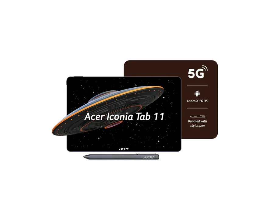 Acer ICONIA Tab 11, 27.81 (10.95”) 90 Hz IPS Display, 450 nits, 8GB RAM + 256GB storage, 13MP Rear + 8MP Front Camera, Fingerprint Reader, Wi-Fi + 5G LTE(Calling), A – ZT.T01SI.03J