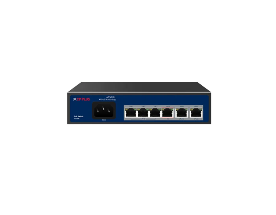 CP Plus CP-ANW-HP4H2-N65 – 4 Ports Unmanaged PoE Switch with 2 Uplink Ports
