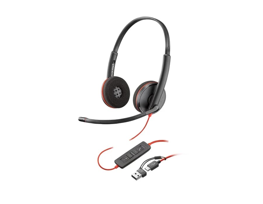 Poly Blackwire 3320 Stereo Microsoft Teams Certified USB-C Headset +USB-C/A Adapter
