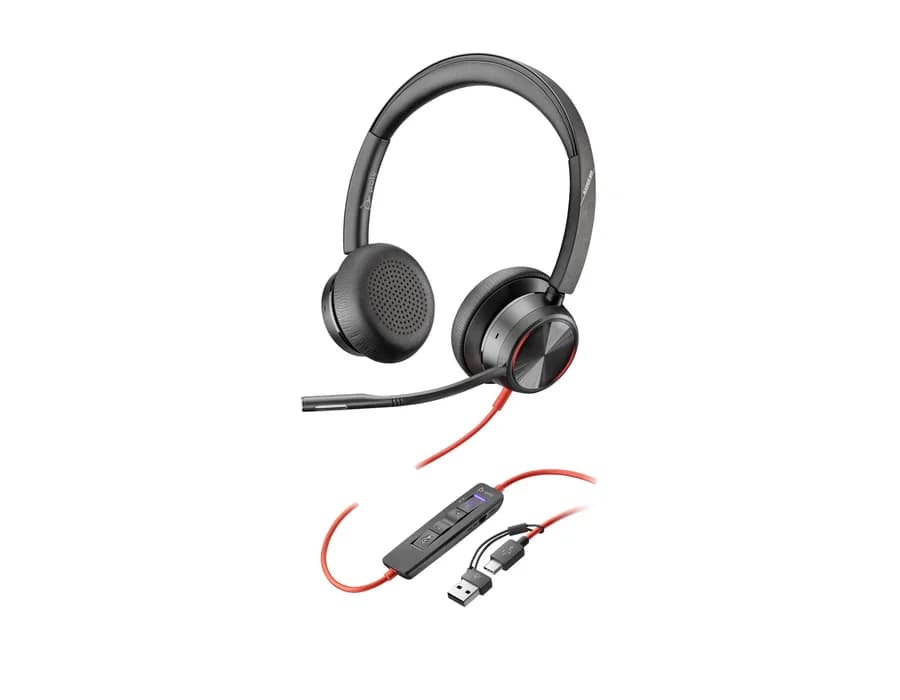 Poly Blackwire 8225 Stereo Microsoft Teams Certified USB-C Headset +USB-C/A Adapter