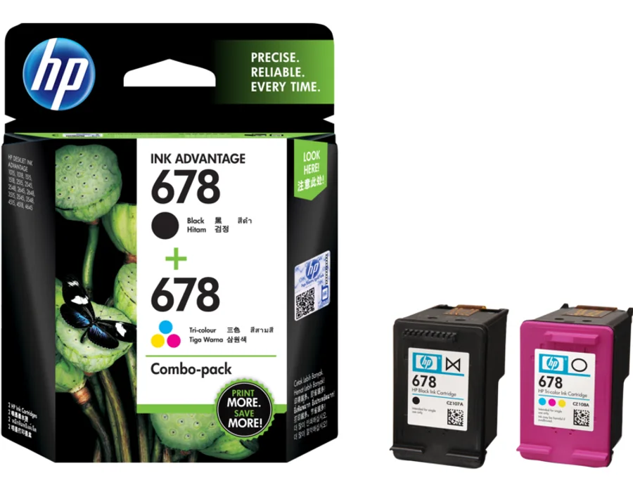 HP 678 2-pack Black/Tri-color Original Ink Advantage Cartridges