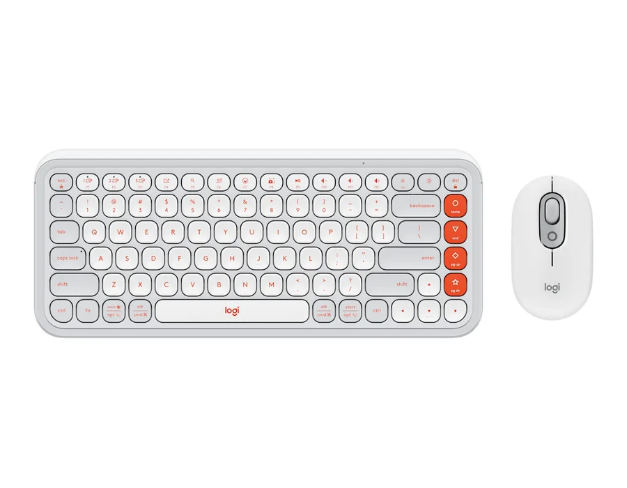 Logitech POP Icon Combo - Off White & Orange - English US (QWERTY)