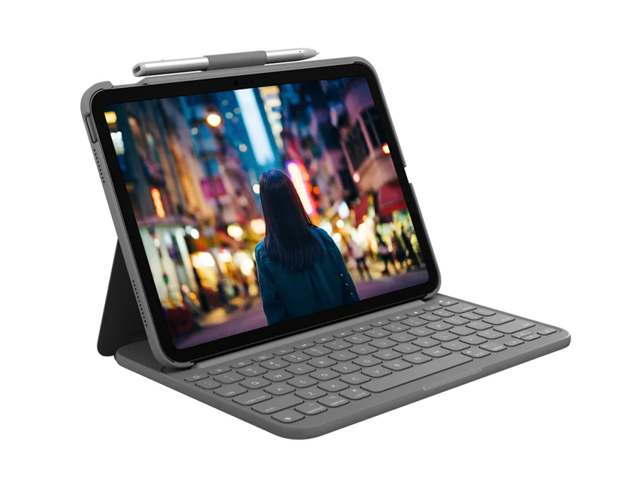Logitech Slim Folio for iPad - Oxford Grey - English US (QWERTY)