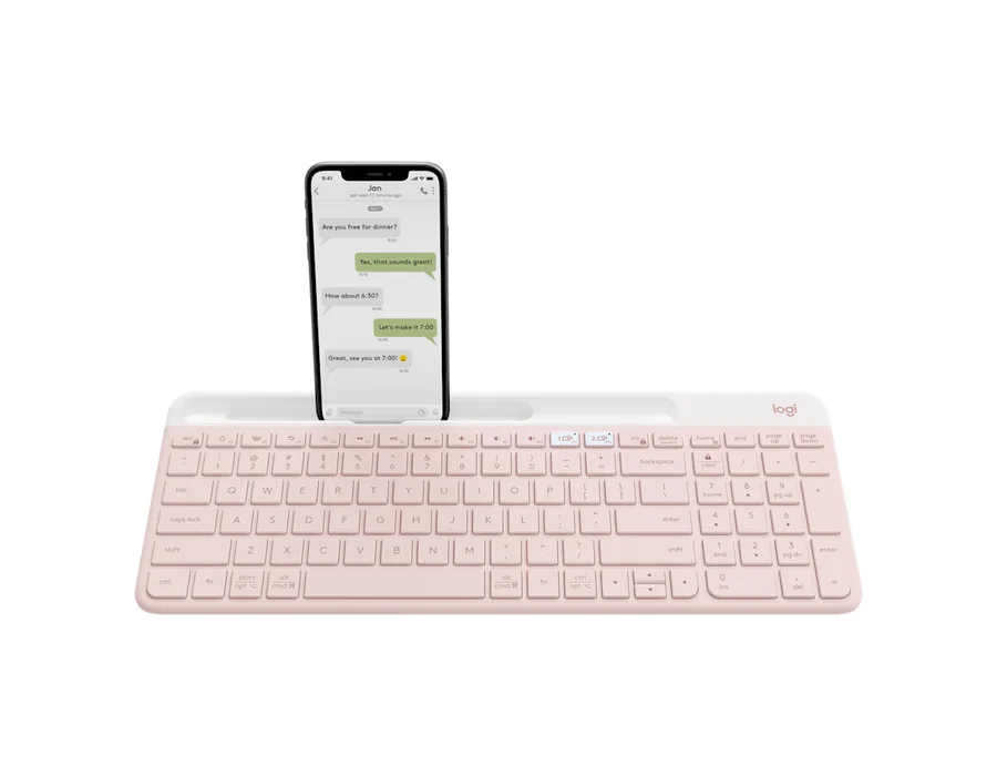 Logitech K580 Slim Multi-Device Wireless Keyboard - Rose - English US (QWERTY)