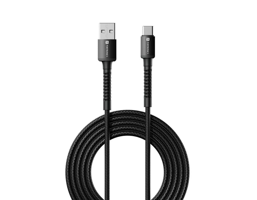 Portronics Konnect X Usb To Type C-2M — Black