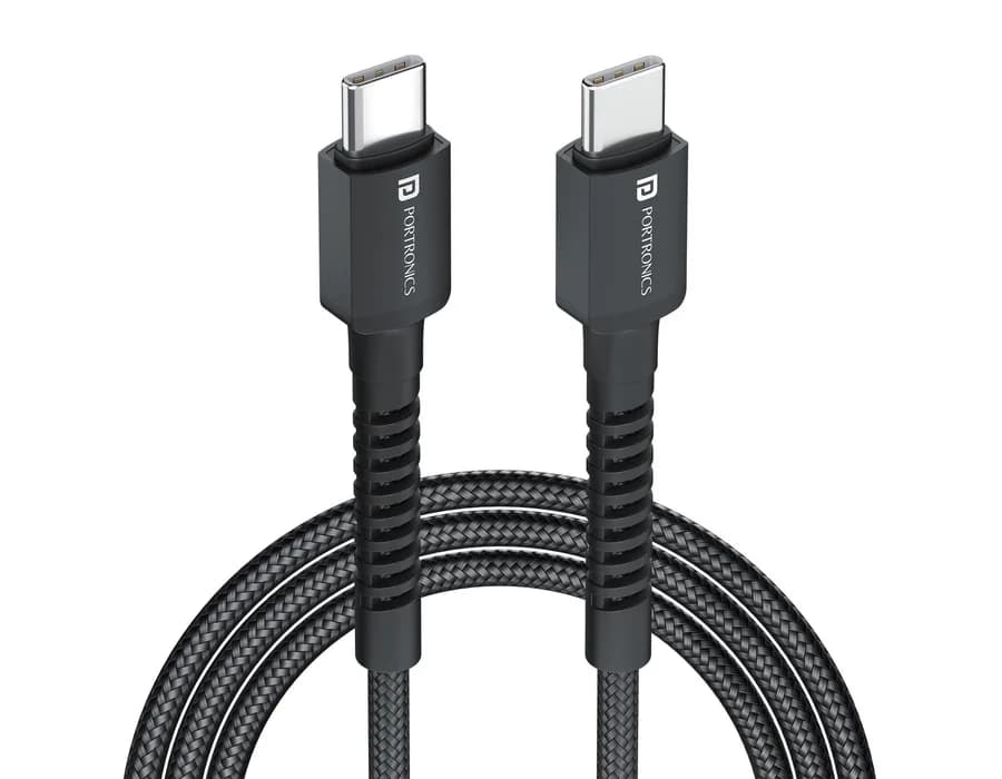 Portronics Konnect X - 60W Type C to Type C 2m — Black