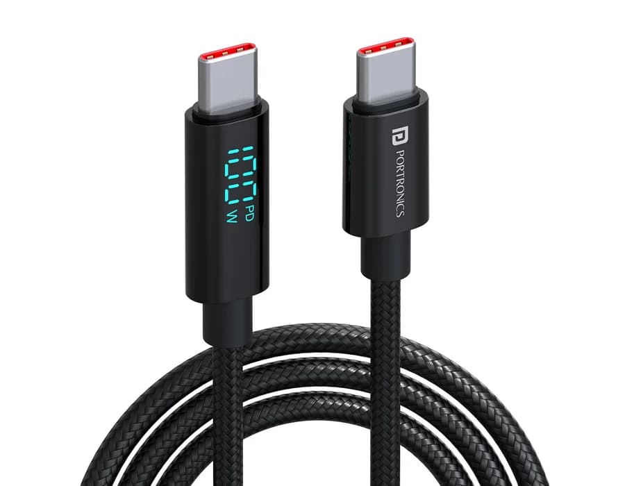 Portronics Konnect View 100W PD Type C to Type C Cable-2M — Black