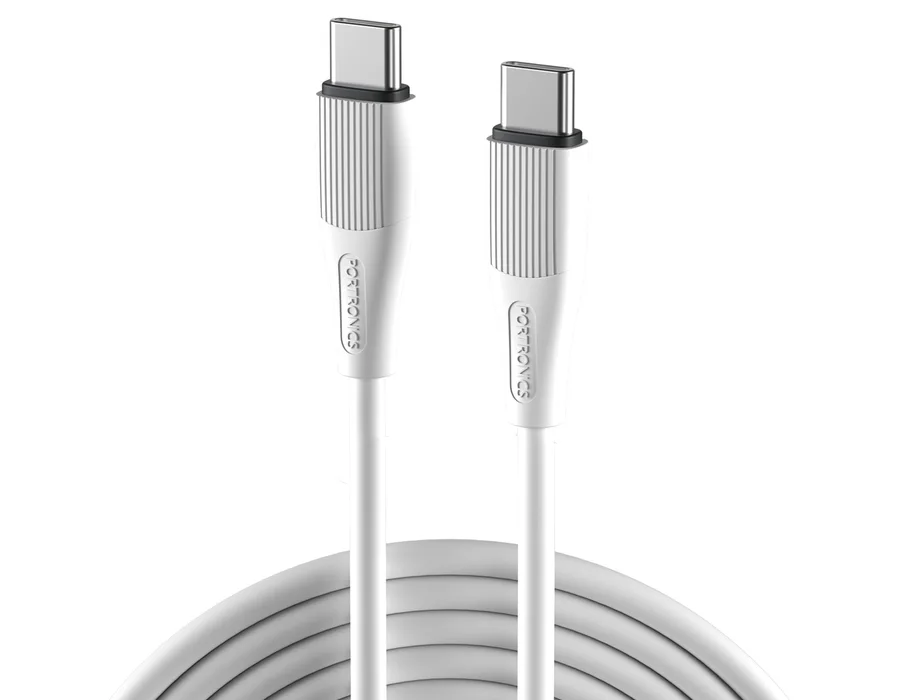 Portronics Silklink Type C TO Type C 60W 1M — White