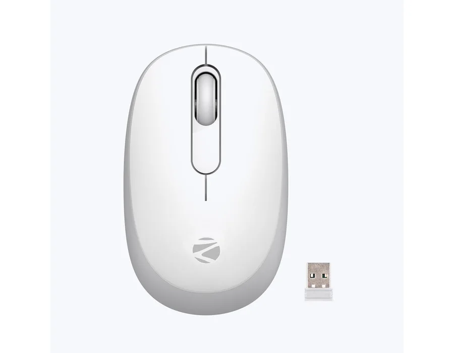 Zebronics Groot Wireless Mouse (Bluetooth + Wireless) — White & Gray