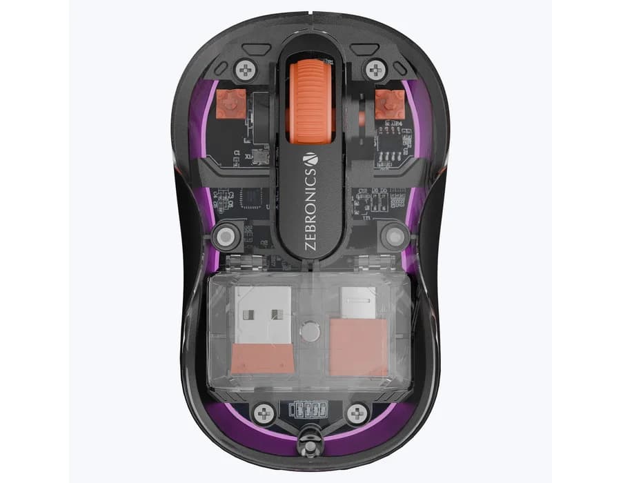 Zebronics Sheer Plus Wireless Transparent Mouse (Wireless + Bluetooth) — Black