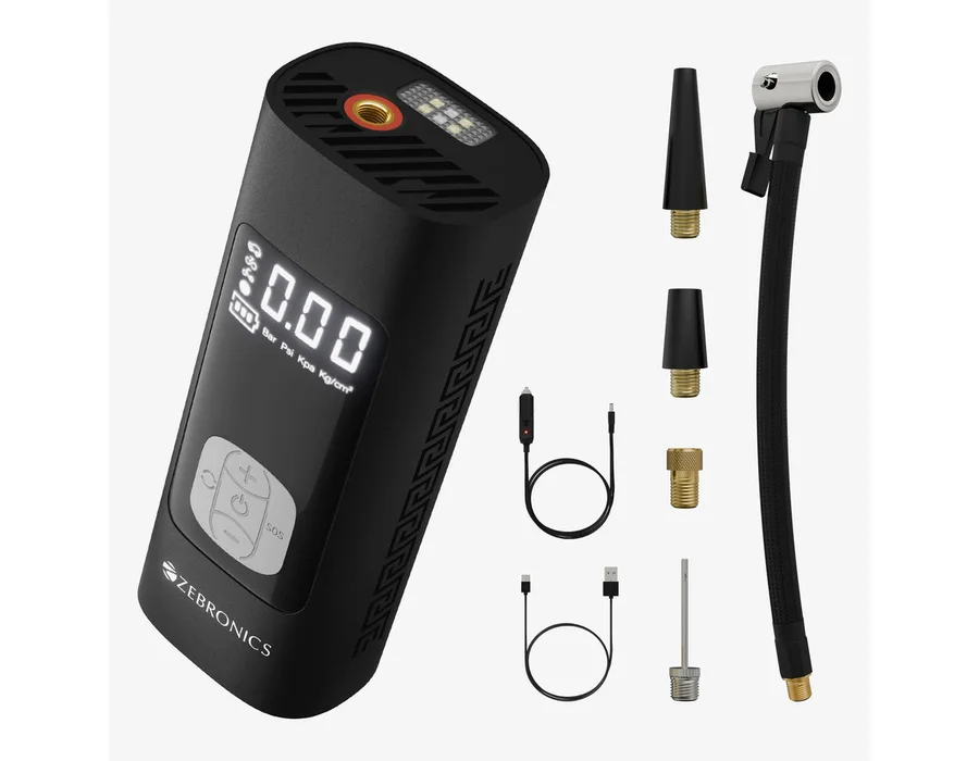Zebronics 19TI6 Tire Inflator for Cars, Bikes, Cycle tires & Sports Balls
