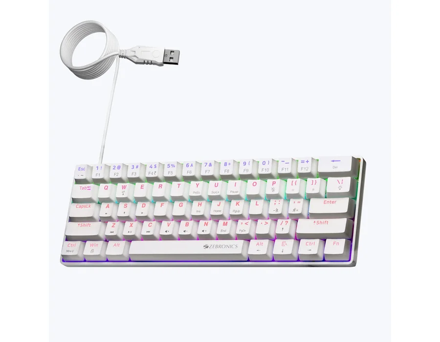 Zebronics Max Ninja 61 Wired Gaming Keyboard — White