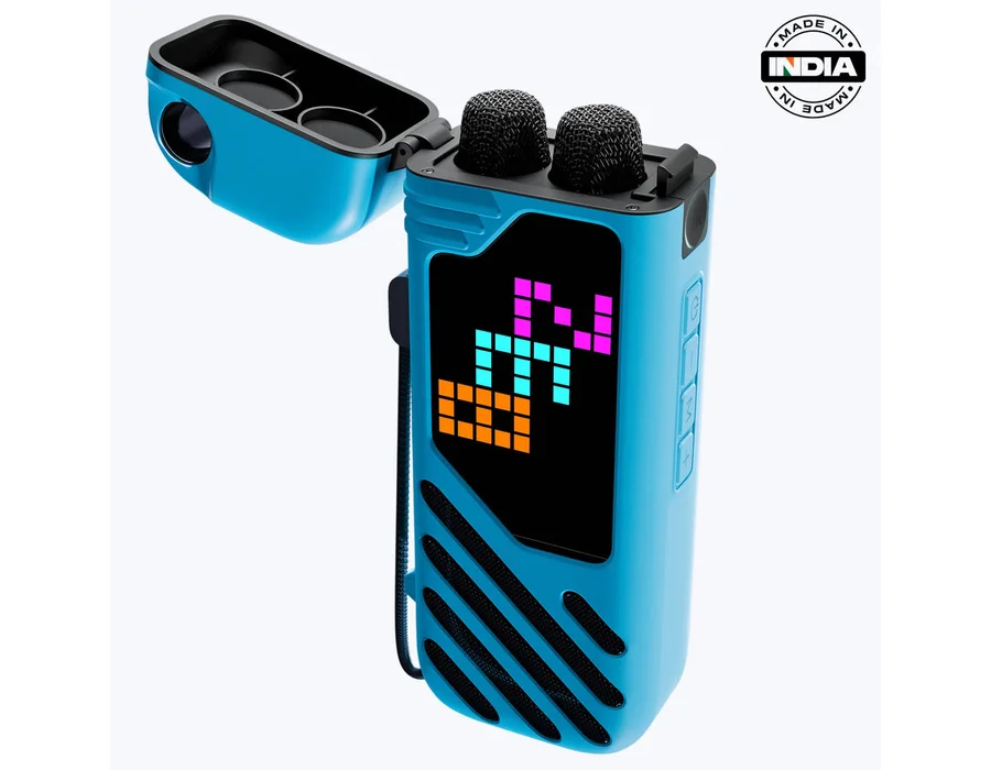 Zebronics Music Bomb X50 Portable Speaker (20W) with 2 Wireless Mics — Blue