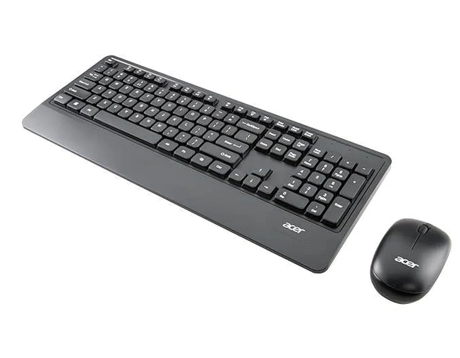 Acer Wireless Keyboard & Mouse Combo with Palm Rest | 2.4GHz Nano Receiver, 1600 DPI, Co-Pilot Key, Rupee ₹ Symbol | 10m Range, 10M Keystroke Life, Power Saving Mode | Windows & Mac Compatible – Black