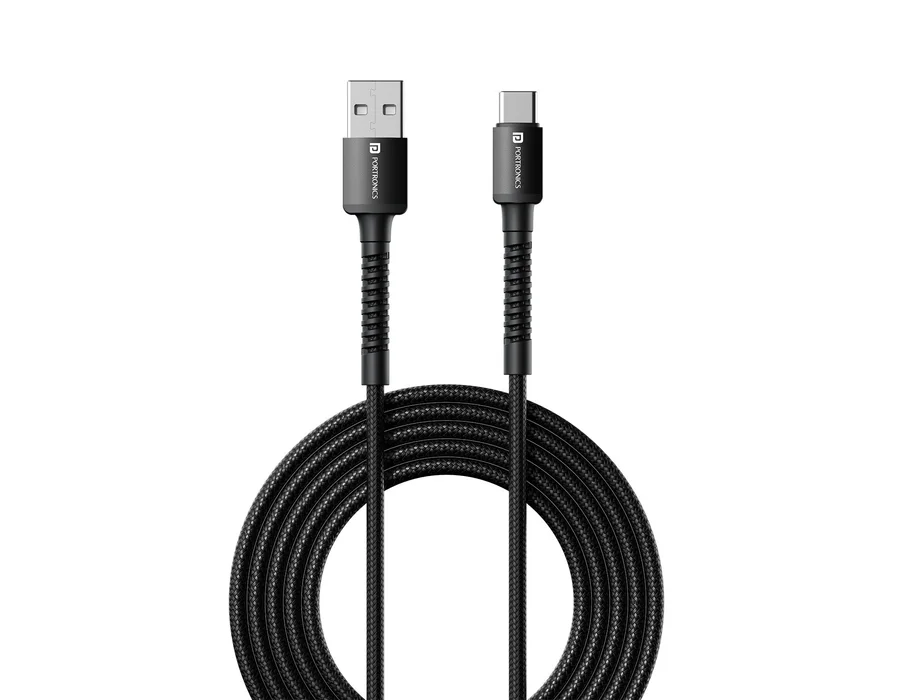 Portronics Konnect X Usb To Type C-2M — Black