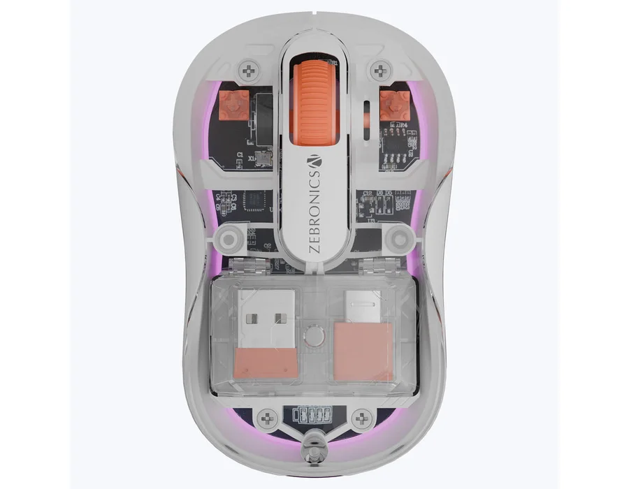 Zebronics Sheer Plus Wireless Transparent Mouse (Wireless + Bluetooth) — White